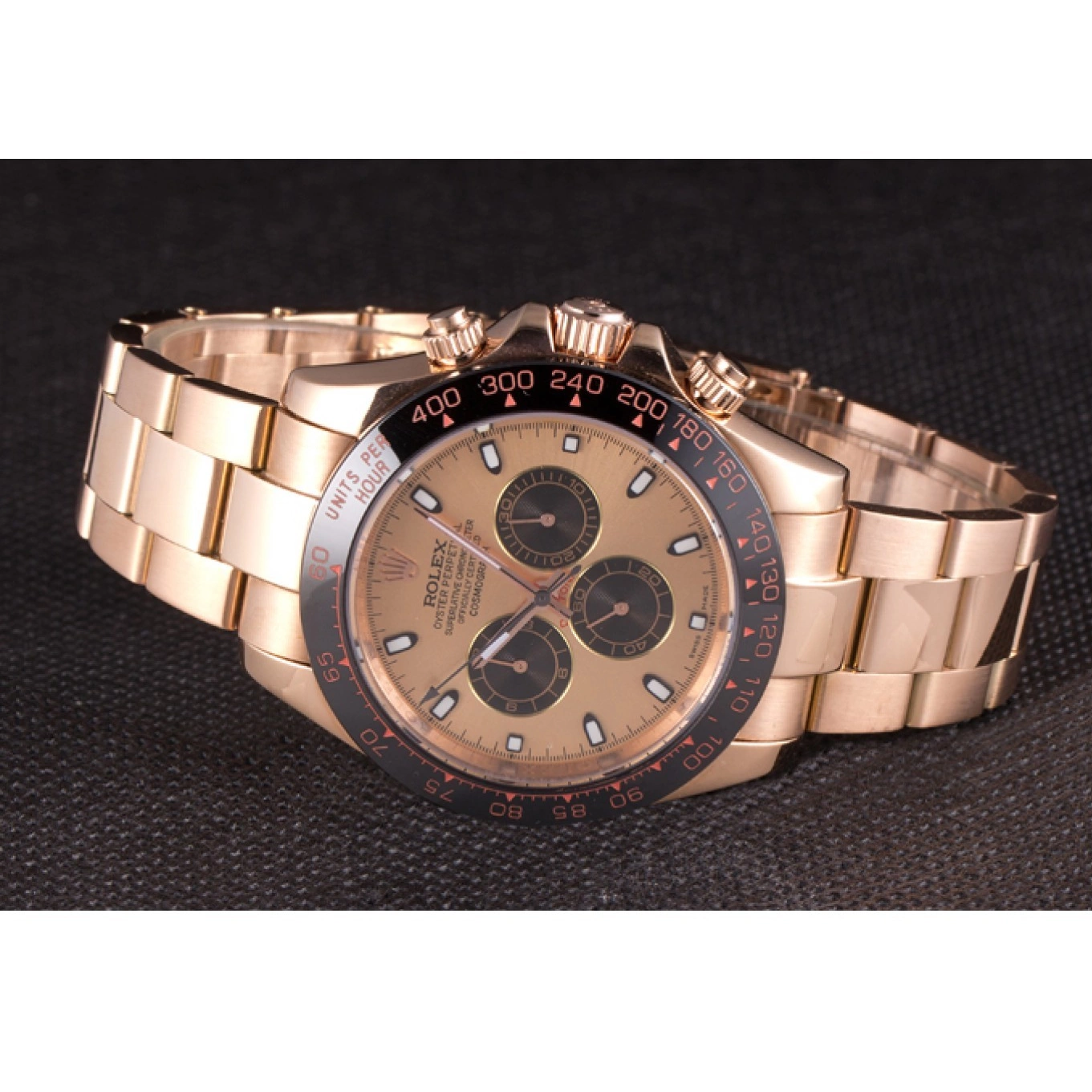 AAA Replica Watches Daytona Plated Rolex Ion Dial Tachymeter Gold Strap Rose 80244 Rose Gold 0705